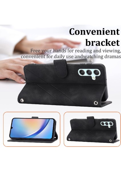 Samsung Galaxy S24 Artı Kickstand Anti Scratch Pu Deri Için Filp Durumda (Yurt Dışından)