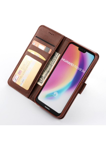 Tutucu Kart Yuvaları ile Huawei P20 Lite Için Kılıf Cüzdan Buzağı Doku Flip (Yurt Dışından)