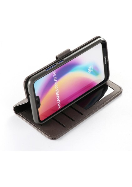 Tutucu Kart Yuvaları ile Huawei P20 Lite Için Kılıf Cüzdan Buzağı Doku Flip (Yurt Dışından)