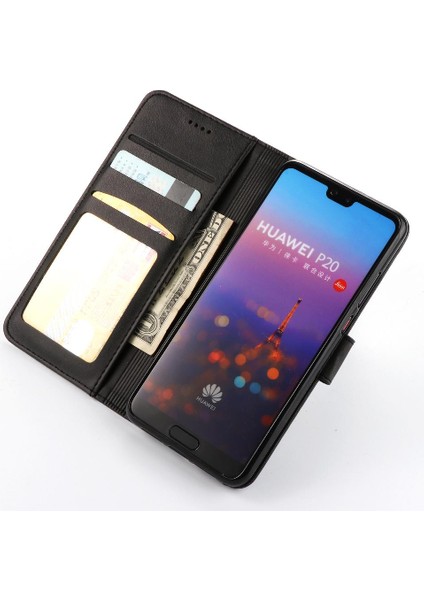 Huawei P20 Buzağı Doku Yatay Kapak Kılıf Için Tutucu ile (Yurt Dışından)