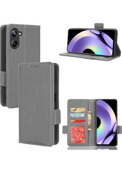 Realme 10 Pro 5g Için Kılıf Manyetik Pu Deri Cüzdan Yan Toka Kartı (Yurt Dışından)