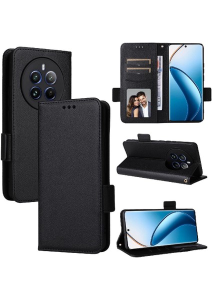 Realme 12 Pro Artı Yan Toka Pu Deri Cüzdan Kart Yuvaları Için Kılıf (Yurt Dışından)
