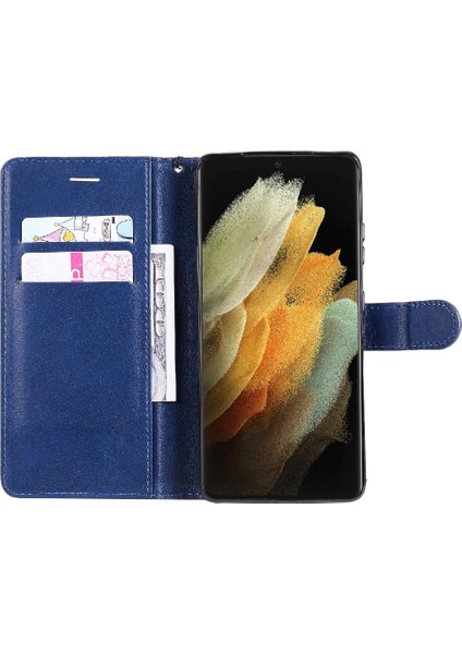 Kart Yuvası Klasik Düz Renk ile Samsung Galaxy S21 Ultra Için Flip Case (Yurt Dışından) fırsatları