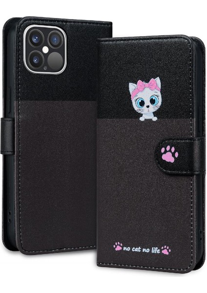 Iphone 12 Için Kılıf Pro / Pro Max Cüzdan Kapak Çevirin Darbeye Basit Kılıf (Yurt Dışından) modelleri