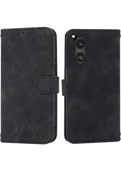 Sony Xperia 5 V Için Kickstand Durumda Bilek Kayışı Pu Deri Kapak Kartı (Yurt Dışından)