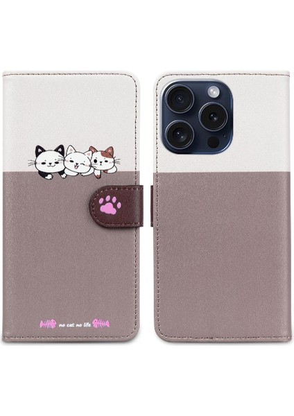 Iphone 15 Için Kılıf Pro Basit Iş Deri Kılıf Cüzdan Kapak Çevirin (Yurt Dışından)