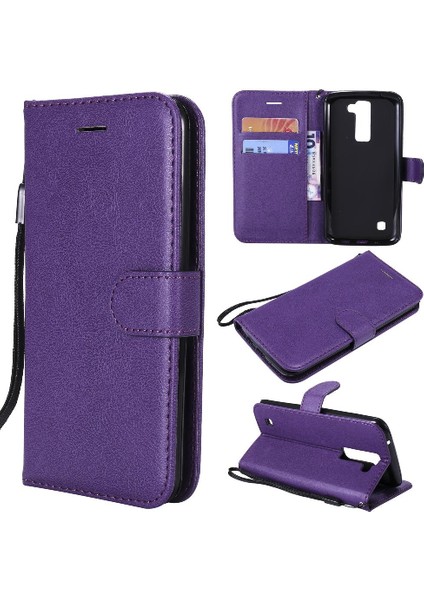 Lg K7 Için Flip Case/k8 Klasik Düz Renk Kart ile Yüksek Kaliteli Deri (Yurt Dışından)