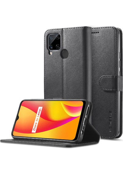 Realme C15/C12/C25 Kart Yuvaları Cüzdan Buzağı Doku Yatay Için Kılıf (Yurt Dışından)