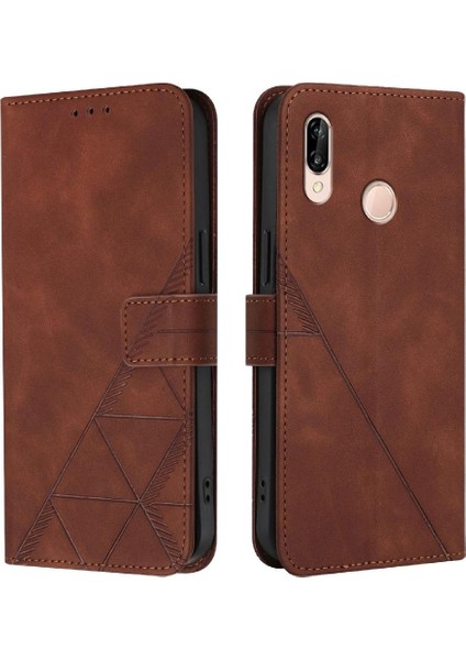 Huawei P20 Lite Için Kılıf Pu Deri Flip Folio Kitap Koruyucu Cüzdan Kart (Yurt Dışından)