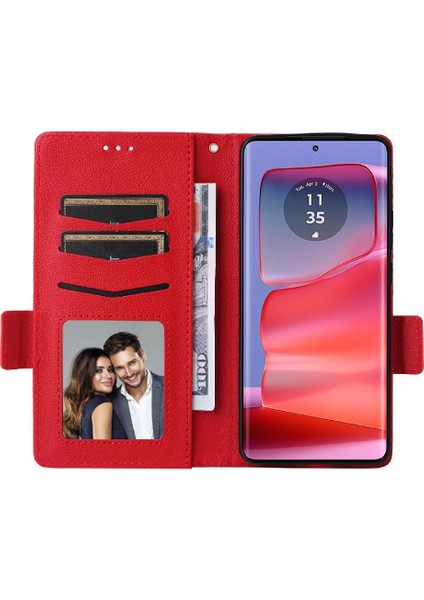 Motorola Moto Kenar 50 Pro Için Kılıf Manyetik Cüzdan Kart Yuvaları Tutucu Yan (Yurt Dışından)