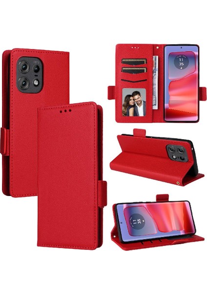 Motorola Moto Kenar 50 Pro Için Kılıf Manyetik Cüzdan Kart Yuvaları Tutucu Yan (Yurt Dışından)