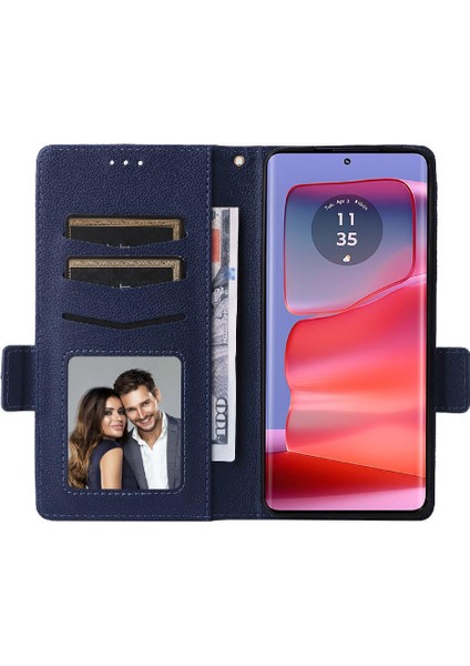 Motorola Moto Kenar 50 Pro Için Kılıf Manyetik Cüzdan Kart Yuvaları Tutucu Yan (Yurt Dışından)