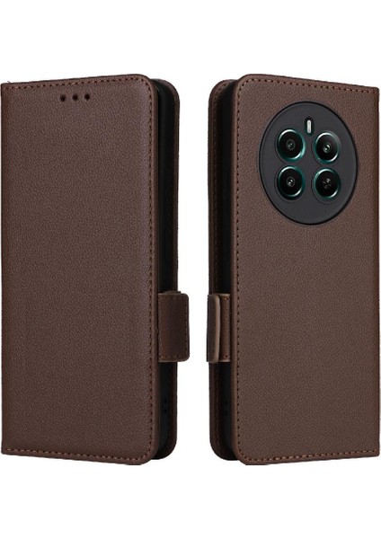 Realme 12 Artı 5g Pu Deri Manyetik Cüzdan Yan Toka Kartı (Yurt Dışından)