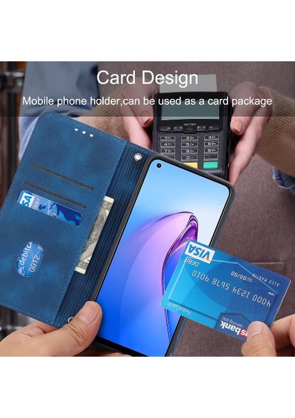 Oppo Için Filp Durumda Oppo 8 Pro 5g Bilek Kayışı Pu Deri Kapak Kredi Kartı (Yurt Dışından)