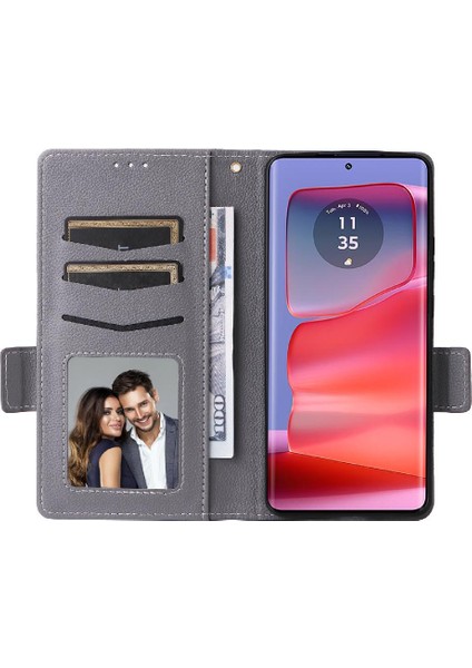 Motorola Moto Kenar 50 Pro Için Kılıf Manyetik Cüzdan Kart Yuvaları Tutucu Yan (Yurt Dışından)