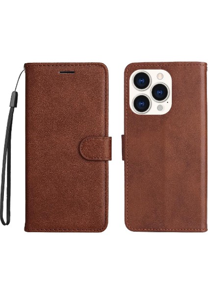 Iphone 14 Için Flip Case Pro Klasik Düz Renk Iş Cüzdan Telefon Kılıfı (Yurt Dışından)