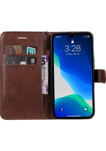 Iphone 14 Için Flip Case Pro Klasik Düz Renk Iş Cüzdan Telefon Kılıfı (Yurt Dışından)