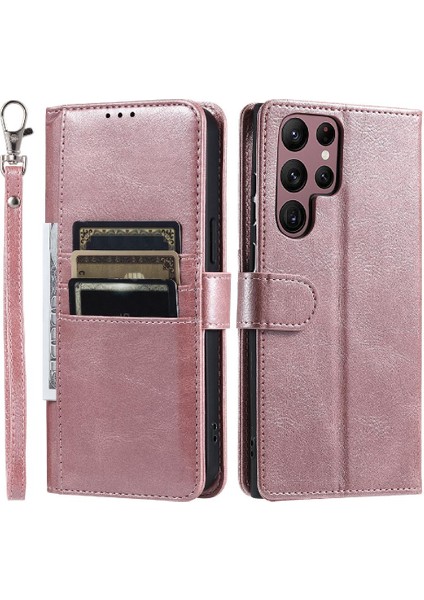 Samsung Galaxy S22 Ultra 6 Kart Yuvaları Kickstand Pu Deri Için Flip Case (Yurt Dışından)