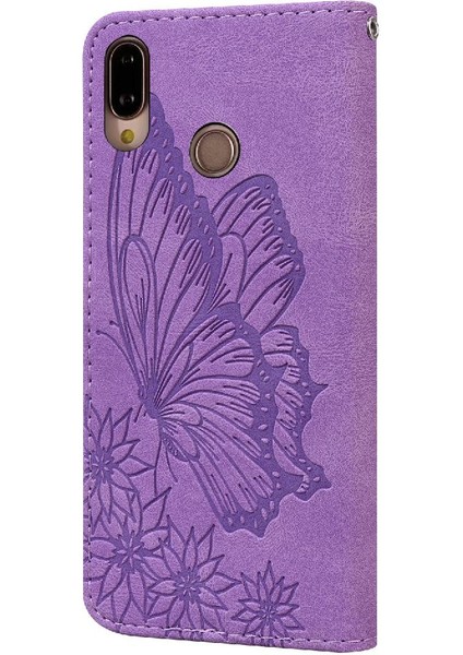 Huawei P20 Lite Için Kılıf Kart Yuvası ile Flip Telefon Kılıfı Deri Cüzdan (Yurt Dışından)