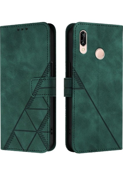 Huawei P20 Lite Için Kılıf Pu Deri Flip Folio Kitap Koruyucu Cüzdan Kart (Yurt Dışından)