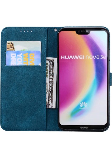 Huawei P20 Lite Için Kılıf Kart Yuvası ile Flip Telefon Kılıfı Deri Cüzdan (Yurt Dışından)