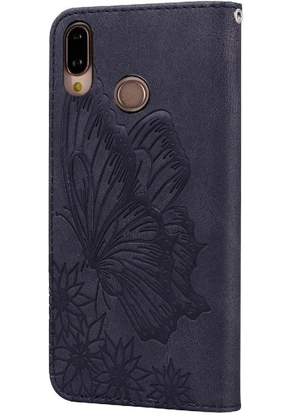 Huawei P20 Lite Için Kılıf Kart Yuvası ile Flip Telefon Kılıfı Deri Cüzdan (Yurt Dışından)