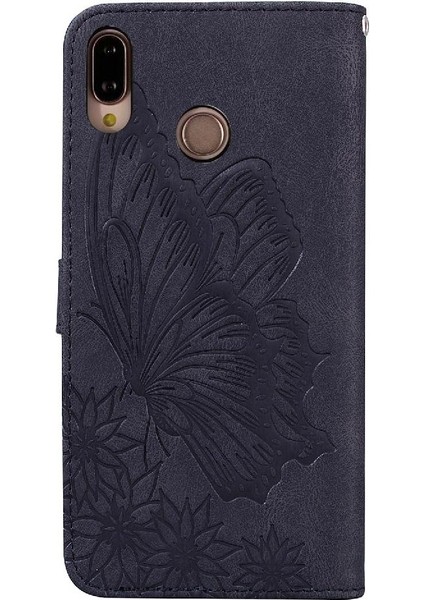 Huawei P20 Lite Için Kılıf Kart Yuvası ile Flip Telefon Kılıfı Deri Cüzdan (Yurt Dışından)