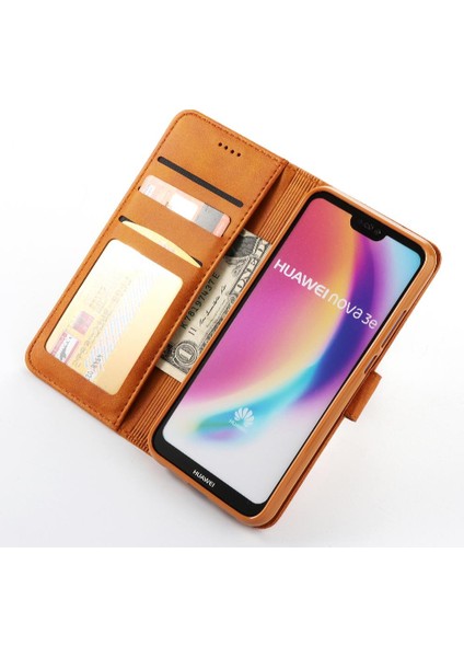 Tutucu Kart Yuvaları ile Huawei P20 Lite Için Kılıf Cüzdan Buzağı Doku Flip (Yurt Dışından)