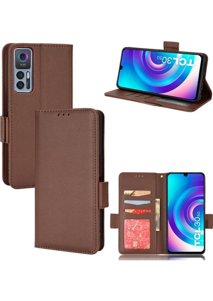 Tcl 30 5g Cüzdan Yan Toka Manyetik Pu Deri Kart Yuvaları Için Kılıf (Yurt Dışından)