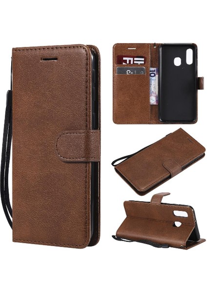 Kart Yuvası Klasik Düz Renk Yüksek ile Samsung Galaxy A40 Için Flip Case (Yurt Dışından)