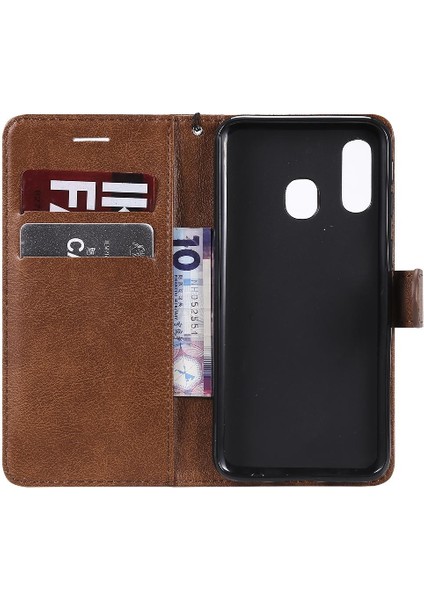 Kart Yuvası Klasik Düz Renk Yüksek ile Samsung Galaxy A40 Için Flip Case (Yurt Dışından)
