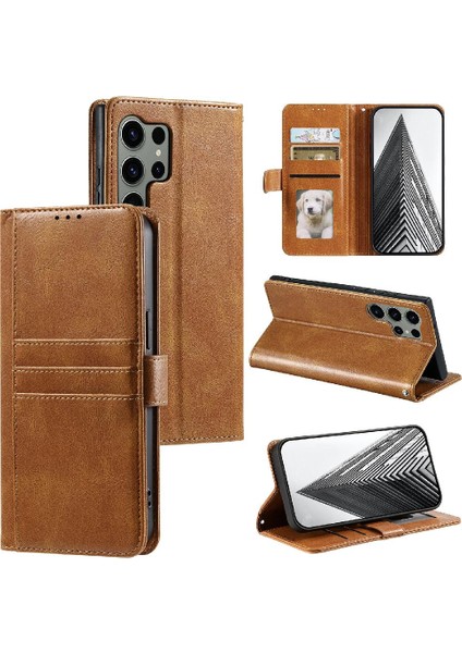 Samsung Galaxy S23 Için Flip Case Ultra 6 Kart Yuvaları Kickstand Pu Deri (Yurt Dışından)