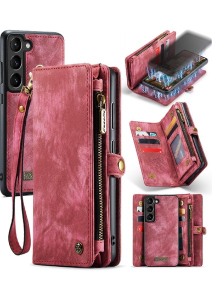 Samsung Galaxy S23 Tpu Pc El Yapımı Deri Fermuar Ayrılabilir Kart (Yurt Dışından)