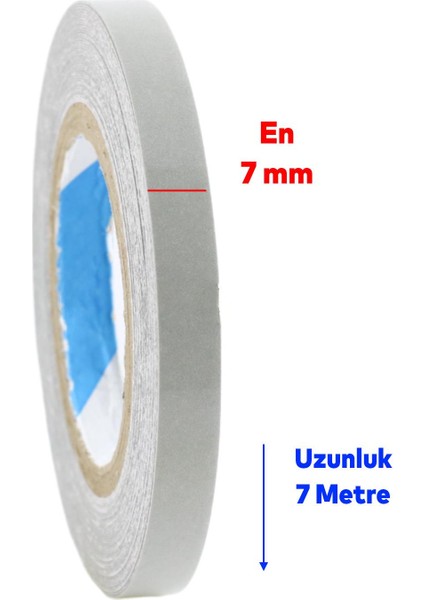 Yapışkanlı Neon Bisiklet Motosiklet Araba Jant Bandı 7 mm x 7 Metre Beyaz Reflektif Parlayan Bant