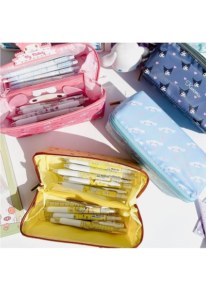 Sanrio Büyük Kapasiteli Kalem Kutusu Kawaii Cinnamoroll Melody Kulomi Kozmetik Çantaları Okul Kalemleri Çanta Kalem Kutusu Malzemeleri Kırtasiye (Yurt Dışından) modelleri