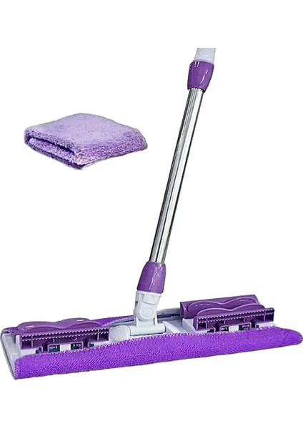 Teleskopik Uzatılabilir Mandallı Sihirli Mikrofiber Bezli Mop Paspas Seti Takımı - 1 Adet