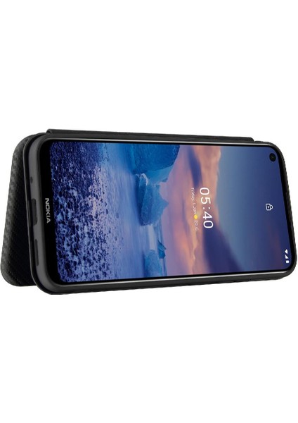 Nokia 5.4 Deri Folio Flip Case Manyetik Karbon Fiber ile Kılıf (Yurt Dışından)