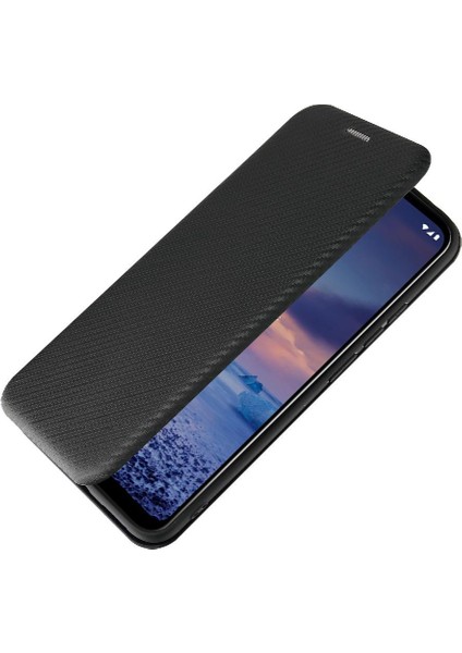 Nokia 5.4 Deri Folio Flip Case Manyetik Karbon Fiber ile Kılıf (Yurt Dışından)