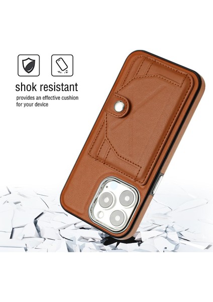 IPhone 15 Için Kılıf Pro Max Kart Tutucu Premium Pu Deri Kickstand Kapak (Yurt Dışından)