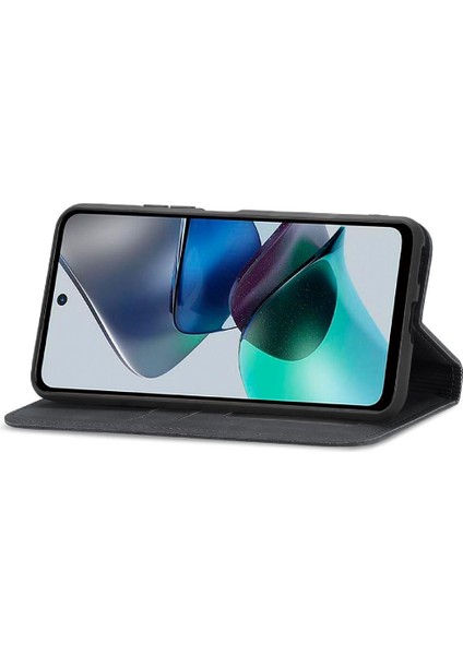 Moto G23 Deri Kılıf Cüzdan Fermuar Kordon Basit Iş Için Kılıf (Yurt Dışından)