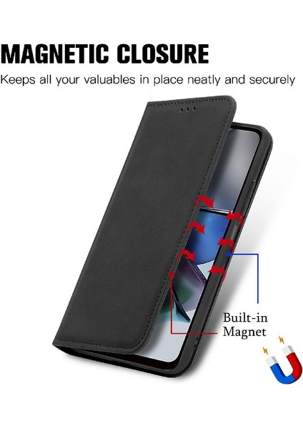 Moto G23 Deri Kılıf Cüzdan Fermuar Kordon Basit Iş Için Kılıf (Yurt Dışından)