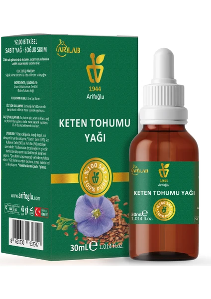 Arlab Keten Tohumu Yağı 30ML %100 Saf Arifoğlu