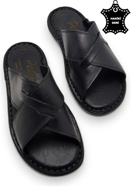 Tamamen Deri ve Topuk Yastık Sistemli Ortopedik Erkek Terlik