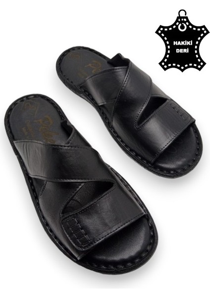 Tamamen Deri ve Topuk Yastık Sistemli Ortopedik Erkek Terlik
