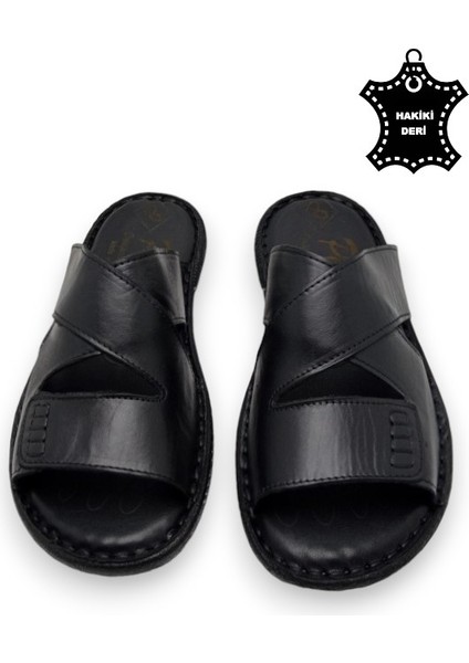 Tamamen Deri ve Topuk Yastık Sistemli Ortopedik Erkek Terlik modelleri