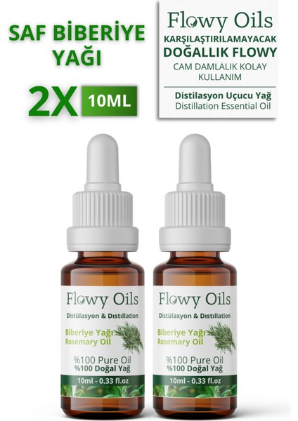 Saf Biberiye Yağı 2'li Set Doğal Bitkisel Uçucu Yağ Rosemary Oil 10ML