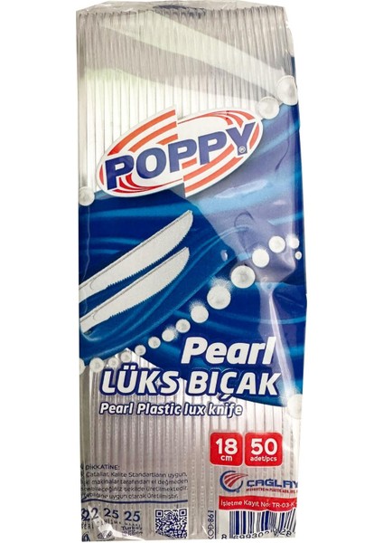 Plastik Lüks Tek Kullanımlık Bıçak - 18 Cm. - Şeffaf - 50 Adetlik 10 Paket