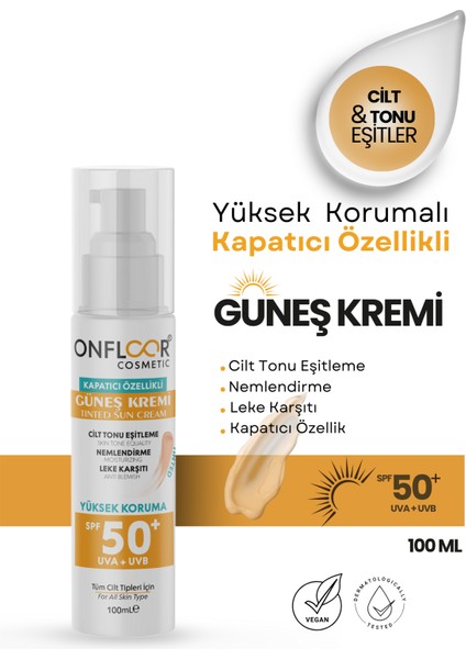 Güneş Kremi Tinted (Kapatıcı - Fondöten) Özellikli 50 Spf