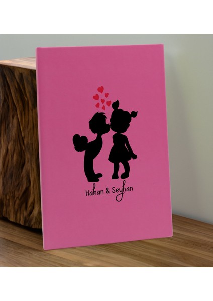 Sevgiliye Özel Isimli Pembe Defter ve Fuşya Cam Matara Hediye Seti-16, Sevgiliye Hediye, Sevgililer Günü, Yeni iş hediyesi