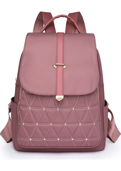 Perçin Sırt Çantası Rahat Çok Yönlü Büyük Kapasiteli Kadın Sırt Çantası Iş Seyahati Çok Amaçlı Çanta (Yurt Dışından)